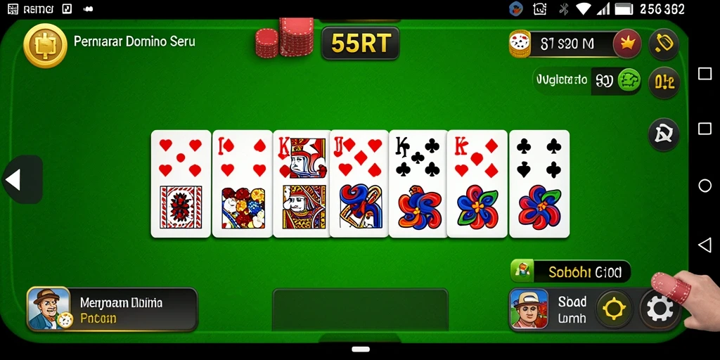 Tampilan gameplay seru dalam permainan Domino 55RT.