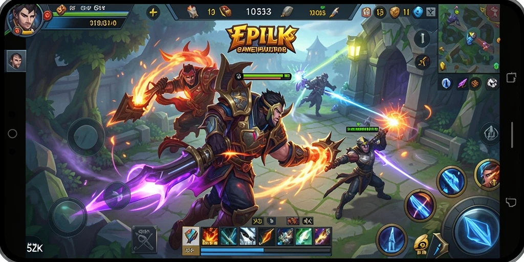 Screenshot gameplay 5ZK dengan aksi seru pertarungan MOBA.