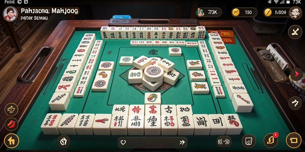Tampilan gameplay menarik Mahjong di 73K dengan banyak level yang seru.
