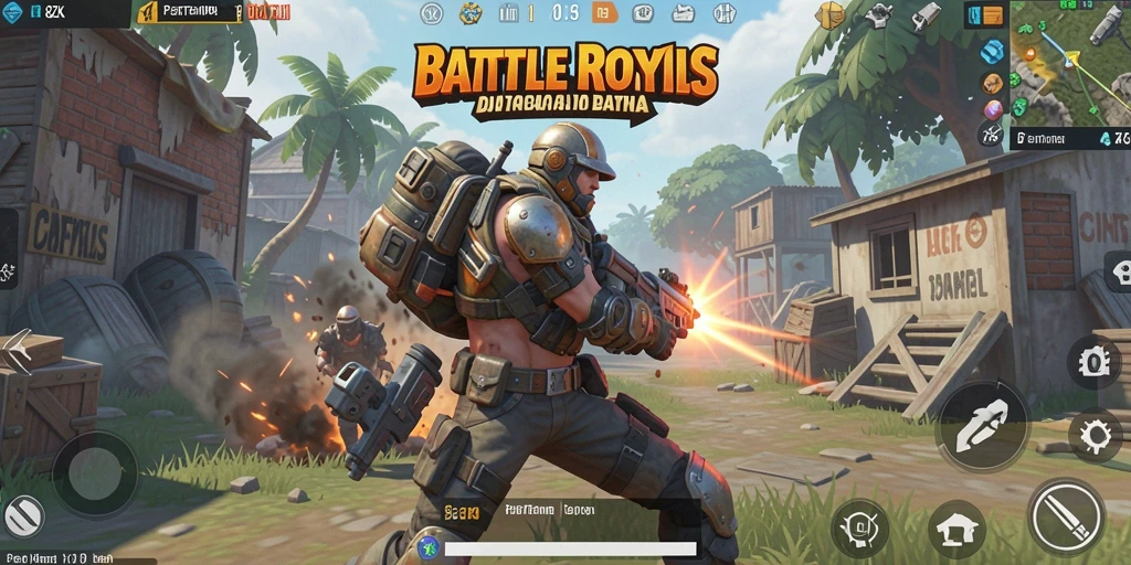 Screenshot gameplay 8ZK menampilkan pertempuran intens di arena