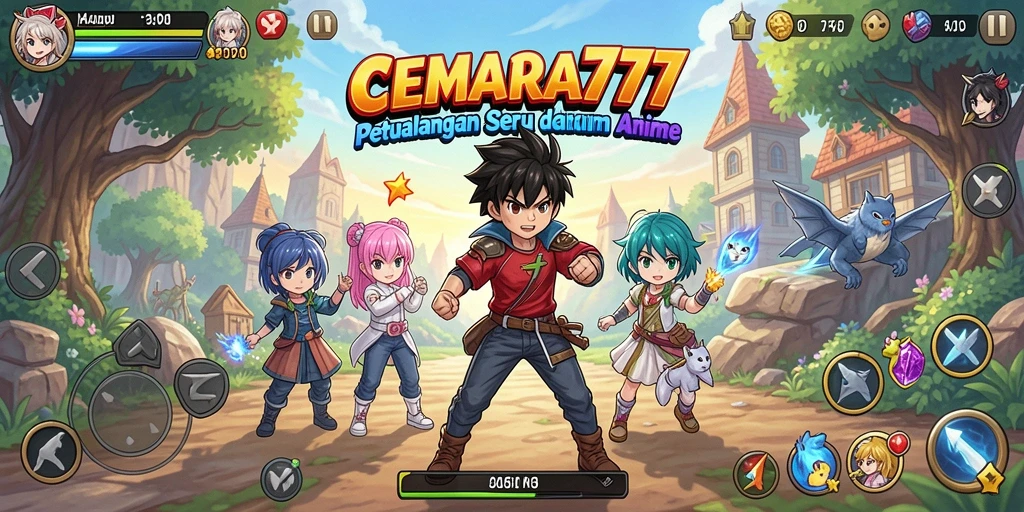Gameplay CEMARA777 dengan karakter anime yang dinamis.