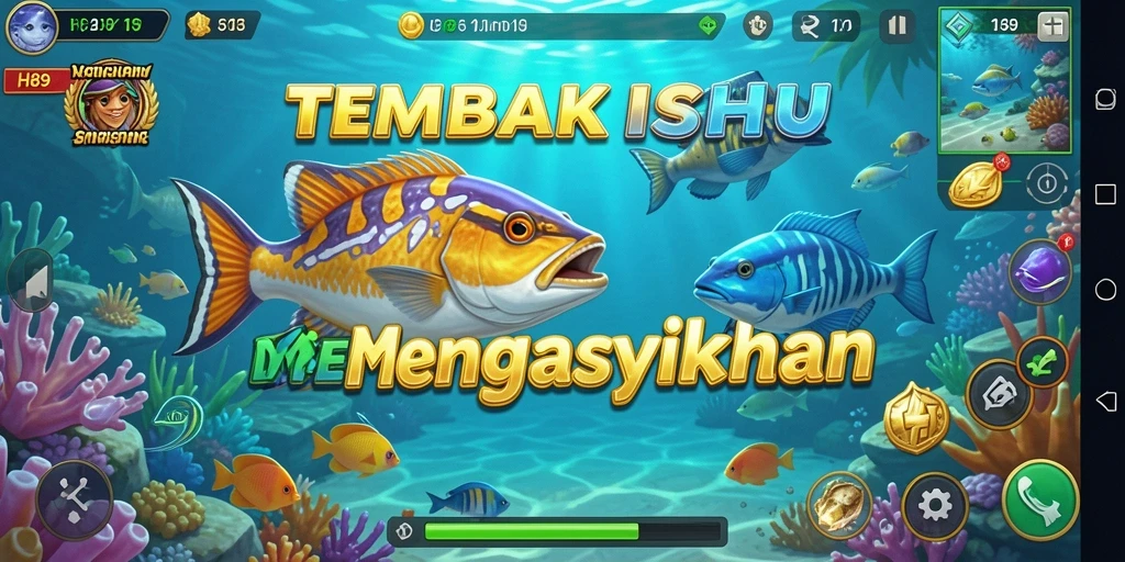 Screenshot H89 menampilkan aksi mendebarkan dalam berburu ikan.