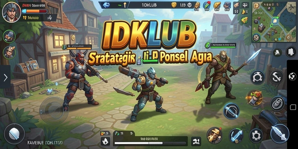 Screenshot IDKLUB menampilkan aksi pertempuran seru dan pembangunan kerajaan.