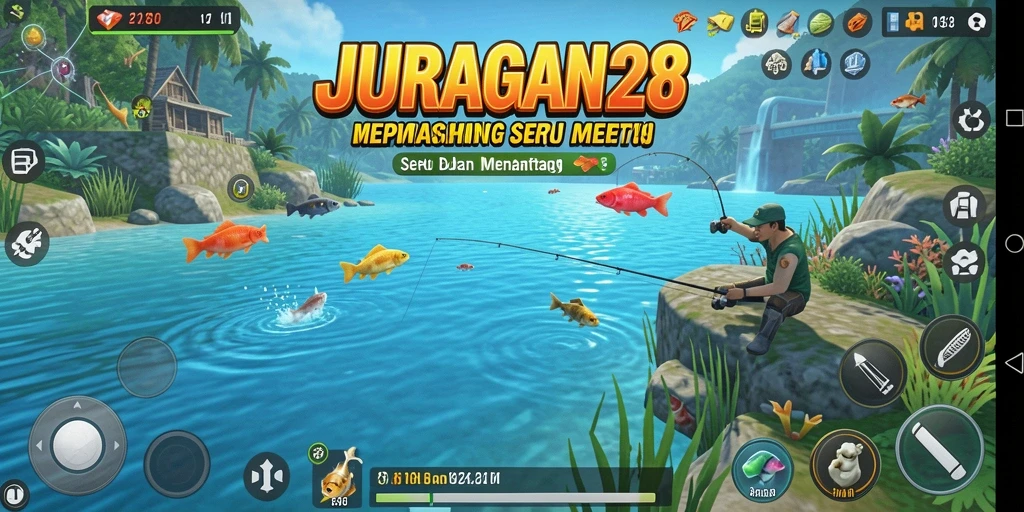 Screenshot JURAGAN28 menampilkan momen seru saat memancing ikan besar.