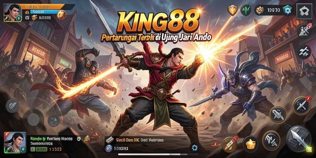 Screenshot menunjukkan aksi pertarungan seru dalam KING88.