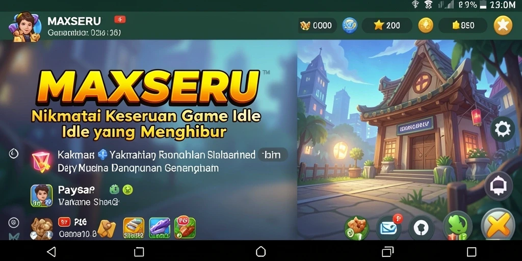 Tangkapan layar gameplay <strong>MAXSERU</strong> menampilkan kemajuan dan pembangunan yang seru.