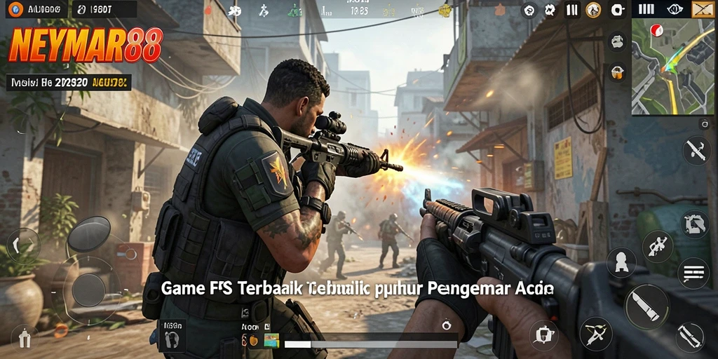 Tangkapan layar gameplay menunjukkan aksi tembak-menembak yang mendebarkan.