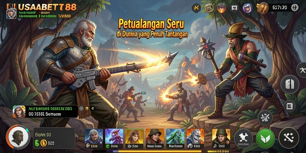 Gameplay petualangan seru yang menampilkan eksplorasi dan pertempuran.
