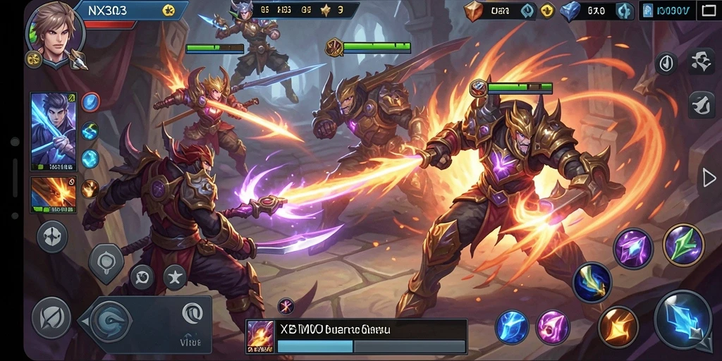 Screenshot menunjukkan aksi seru dalam pertandingan MOBA NX303.