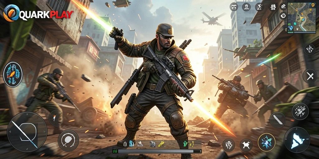 Tampilan aksi mendebarkan dalam gameplay QUARKPLAY.