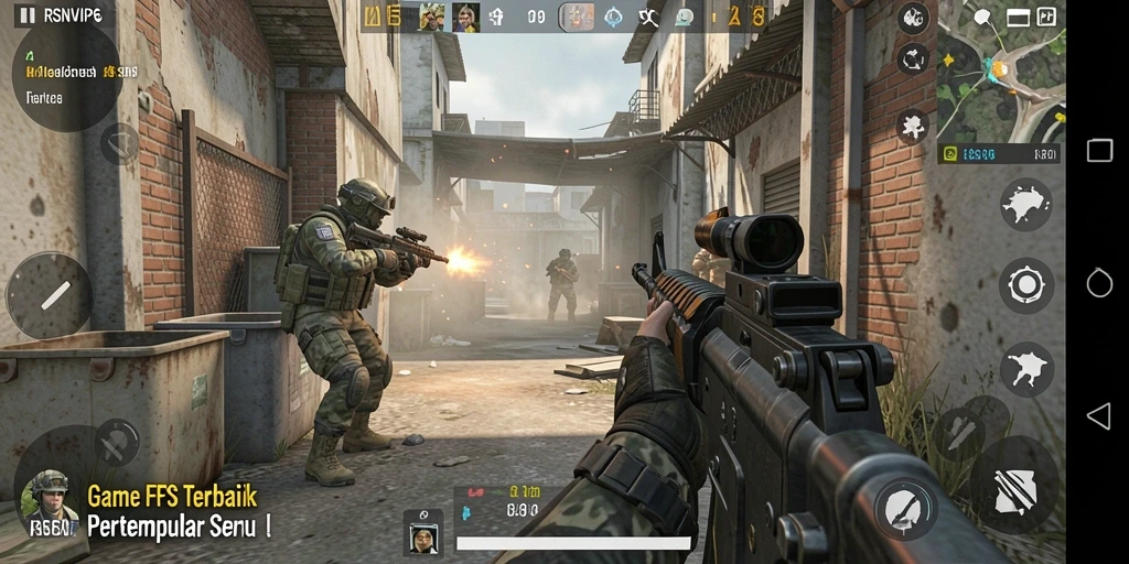 Tampilan gameplay RSNVIP6 menampilkan aksi tembak-menembak yang intens dan mendebarkan.