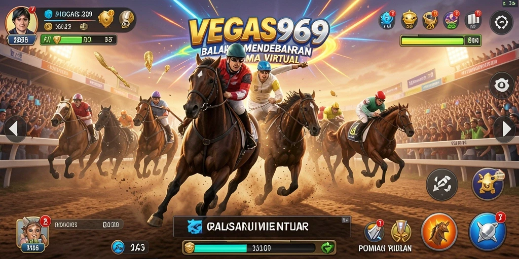 Tampilan gameplay balapan yang penuh aksi di VEGAS969.